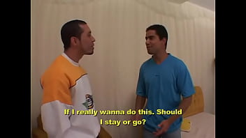 Preview 1 of Hourse Vs Girl Tie In Sex - Friend is unsure but stays for a cock fuck with his gay boyfriend