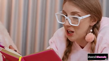 Preview 1 of Anaand Nym - Nerdy tgirl Janelle Fennec is barebacked