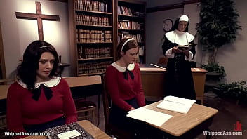 Preview 1 of Mother In Law Old - Lezdom nun whips sexy students