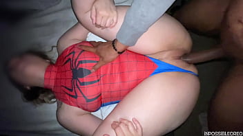 Preview 2 of Pervy Oliva From Belarus - Spider Girl Takes Black Cock