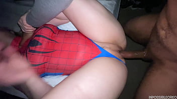 Preview 3 of Pervy Oliva From Belarus - Spider Girl Takes Black Cock