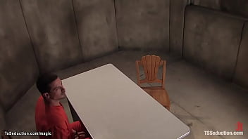 Preview 1 of Teeth Ring - Blonde shemale interrogate and fuck man