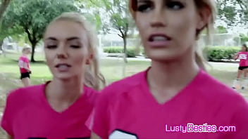 Preview 2 of Oil Squarting Sex Video - Banging soccer chicks in foursome and filming it