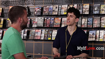 Preview 1 of Dogi Jeans - Busty MILF Randomly Blows A Blockbuster Employee - Sarah Arabic