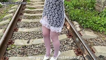 Preview 1 of Rideing Her Dildo On A Stoll - - No! Don&#039_t cum inside me! - Sorry...