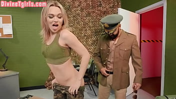 Preview 1 of Dese Lndaya - Military small tits TS babe barebacked by superior in office