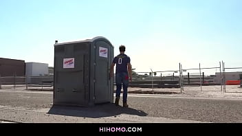 Preview 1 of Korean Sleepy - Gay sex in a mobile toilet - Jack Andy, Nate Grimes