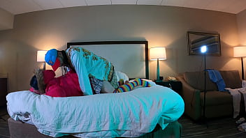 Preview 4 of Son Sleeping Mom Hot - Celebrity Fucks Hot Tgirl in Chastity