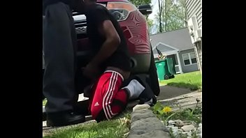 Preview 4 of Bro Sis Softy - Driveway daytime jerk and suck black amateurs