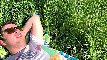 Preview 1 of Seachdmall - Outdoor Blowjob in the meadow while people walk by in public - cum in her mouth - Sarah Sota