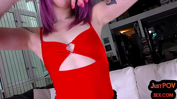 Preview 1 of Ass Eating To Boy Friend - Tattoo pierced n coloredhair BJ babe sucks n rides POV cock