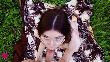 Preview 2 of Cannot Tak Little Grils Pussy - Sensual sex in nature with a skinny beauty on a summer sunny early morning,  ended with oral creampie