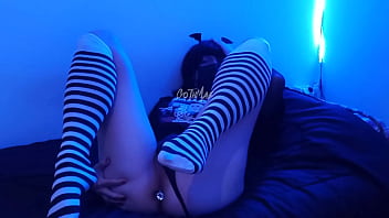 Preview 2 of Girl Kiss Periscope - THIGH HIGH FEMBOY PLAYS WITH HER PLUG AND DILDO