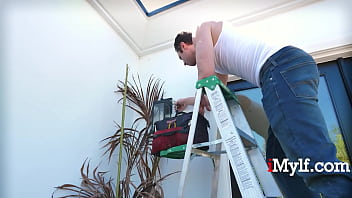 Preview 1 of Ketrina Xxxcom - Latina MILF Squats On The Painters Dick To Avoid A Law Suit