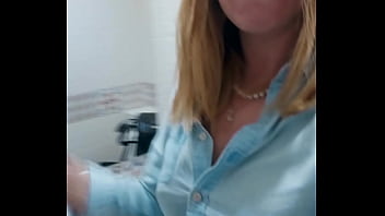 Preview 1 of Caught Hidden Lesbian Porn - Beauty Fingering Her Wet Pussy in Public Toilet and Orgasms on Cam