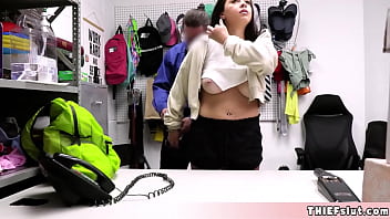 Preview 2 of Indian Cecrett Hoxvideo - Cute teen thief Bella Luna caught and gets her hairy pussy punish fucked real hard by a mall cop