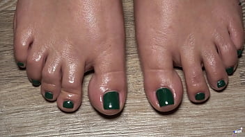 Preview 2 of Mom Fat Legs - A close up view of my toes finger green nails. Useful to live your fetish