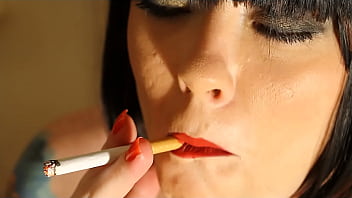 Preview 1 of Kajal Car Sex - BBW British Mistress Smoking A Cork Cigarette Close Up