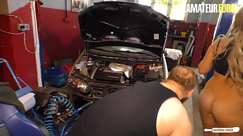 Preview 2 of Virgin Gets Cherry Popped - HAUSFRAU FICKEN - Mika Olsson - Hot Blondie Takes Cock From Beard Car Repairman