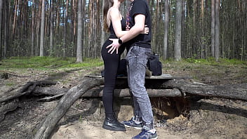 Preview 1 of Ava Adam Fucking Vedio - Pretty Brunette Sucking Cock and Rimming Guy&#039_s Ass Outdoors