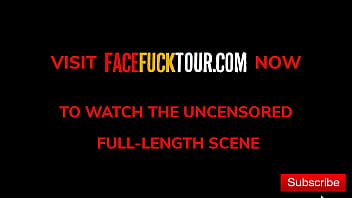 Preview 4 of Amazing G - Face Fuck Tour - Skinny Brunette Gets Her Throat Fucked With A Smile