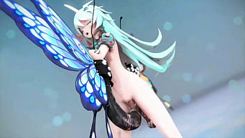 Preview 2 of Qjllnmusf - Honkai Impact 3rd Rozaliya Hentai Insect Sex Dance Pink Cat MMD 3D Blue Hair (CLIP)