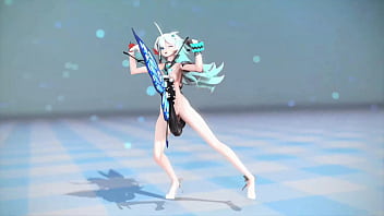 Preview 3 of Qjllnmusf - Honkai Impact 3rd Rozaliya Hentai Insect Sex Dance Pink Cat MMD 3D Blue Hair (CLIP)
