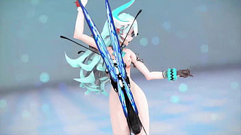 Preview 1 of Qjllnmusf - Honkai Impact 3rd Rozaliya Hentai Insect Sex Dance Pink Cat MMD 3D Blue Hair (CLIP)