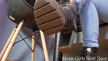 Preview 4 of Adult Big Boobs - Mistress Claire and Mr Pine - Sexy Claire ignores you and then order you to clean her boots with your tongue FOOT POV - GIANTESS ANGLE - BOOT WORSHIP - DIRTY FEET - FOOT POV - FOOT IGNORE - FOOT DOMINATION - FOOT HUMILIATION - BOOT - SMELLY FEET - SOLES -
