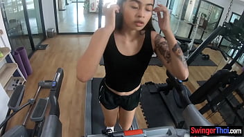Preview 3 of Sunny Leon India Xxx Video - Thai teen girlfriend works out and jerks boyfriends big dick