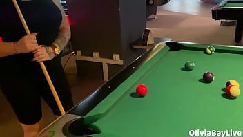 Preview 1 of Cum Seyar Pirn - Pool game leads to public toilet! Slutty blowjob!