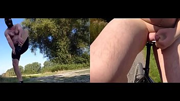 Preview 2 of Sunny Leone Xxx New 217 - Geiler Outdoor Spa&szlig_ mit Fahrrad und Strumpfhosen