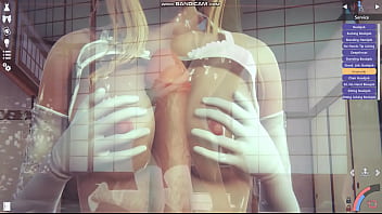 Preview 4 of Indian S2hool - Honey Select 2 videogame Blonde white lingery whipping and fuck