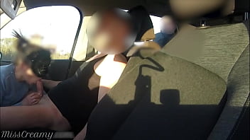 Preview 2 of Mon And Son Fuck Hd Sex Video - Stranger caught my wife sucking dick in the car in the school parking lot - MissCreamy