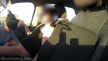 Preview 3 of Mon And Son Fuck Hd Sex Video - Stranger caught my wife sucking dick in the car in the school parking lot - MissCreamy
