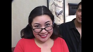 Preview 1 of Brad Kelvo - Chubby Asian slut with big tits and massive keyster Tyung Lee likes when two latin fellows penetrtate her pussy each after each and whitewash her face