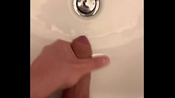Preview 2 of Cleaning Orgasm Porn - Man jerking in sink full with cum wet