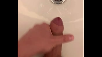 Preview 4 of Cleaning Orgasm Porn - Man jerking in sink full with cum wet