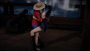 Preview 3 of Katia A X Art - One piece Luffy  x Nico Robin [Full Video] 9m