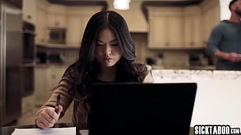 Preview 1 of Xxxkiss Husband Wife - Jealous Asian teen Lulu Chu craves for sex and she got fucked after masturbation and blowjob with Slimthick Vic
