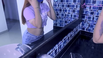 Preview 1 of Seachmom Show Son Dad Out - Alone With My Beautiful stepbrother In A Public Bathroom