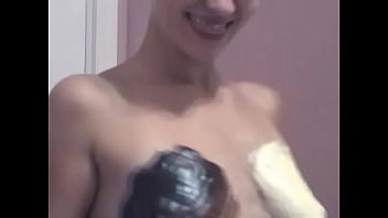 Preview 2 of Fabulous Pov With Cum Lovinggf - Sweet honey puts paint on her butt and tight boobs