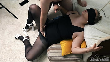 Preview 3 of Tuition Teacher Fuck Sex - Hot MILF allowed to put hand Under Dress,  play with Pussy under PANTYHOSE. XSanyAny