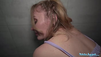 Preview 4 of Tits Masaj Tits - Public Agent Hot hotel worker fucks a big fat cock in a public washroom in POV