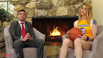 Preview 1 of Step Son To Russian Mom Sleeping - DevilsTGirls Trans Basketball Player Casey Kisses Shows How Big She Plays
