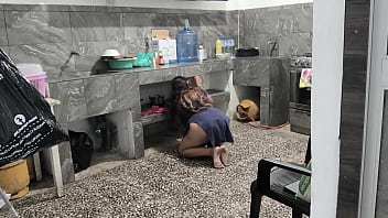Preview 2 of Sex Onboat - My stepsister got stuck in the kitchen while cleaning,  I helped her and filmed her brown buttocks.