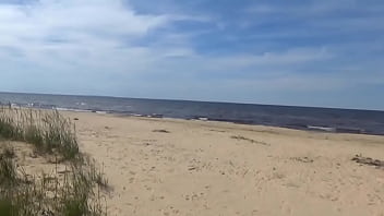 Preview 1 of Mexican Cheating Wifes - Hot Mom on the Beach in White Swimsuit