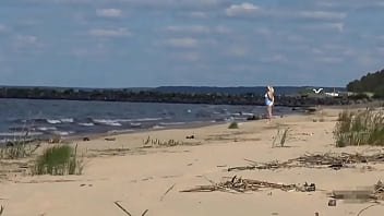 Preview 4 of Mexican Cheating Wifes - Hot Mom on the Beach in White Swimsuit