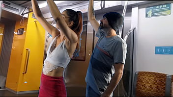 Preview 1 of Hairy Pushy Fuck Standing - Estudante deixa estranho se esfregar em sua bunda por tr&aacute_s em p&uacute_blico!