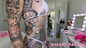 Preview 2 of Small Tai Bukkake - White Micro Bikini and Lingerie Try On Haul Melody Radford